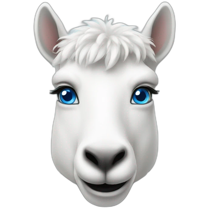 white lhama face with blue eyes emoji