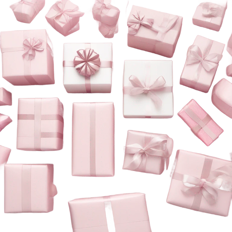 Light pink Christmas gifts under a white Christmas tree  emoji