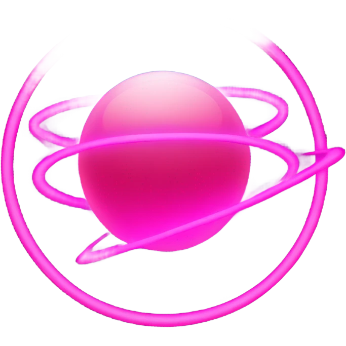 Neon pink planet with glowing rings and hearts  emoji