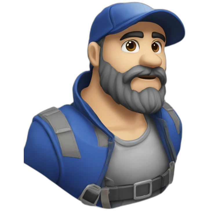 Chauve casquette barbe légère yeux bleu emoji