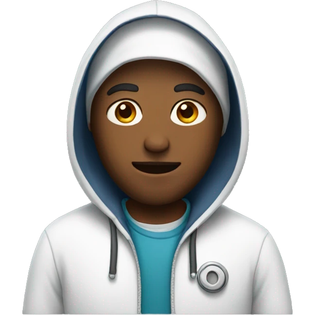 Doc wearing a hoodie emoji