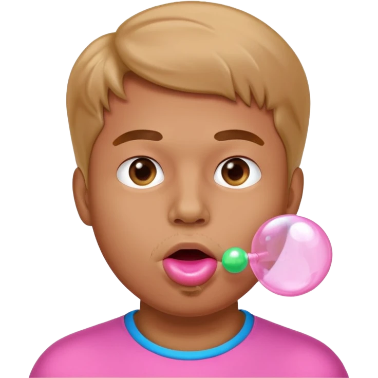 the guy is making a buuble of a chewing gum
 emoji