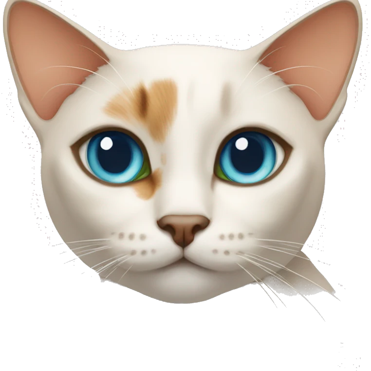 two cats, one siamese catwith blue eyes and one ginger cat with green eyes emoji