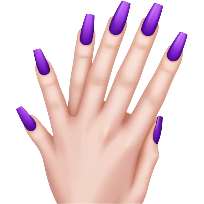 Hand with long purple coffin shape nails emoji