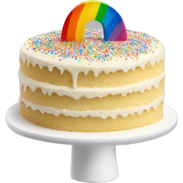 Vanilla confetti cake slice and rainbow sprinkles emoji