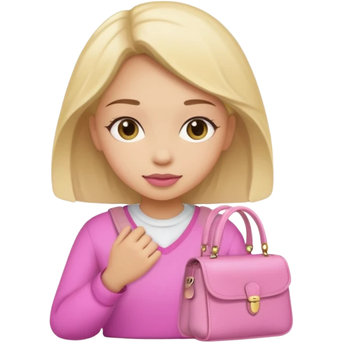 A girl with a pink tussi bag emoji