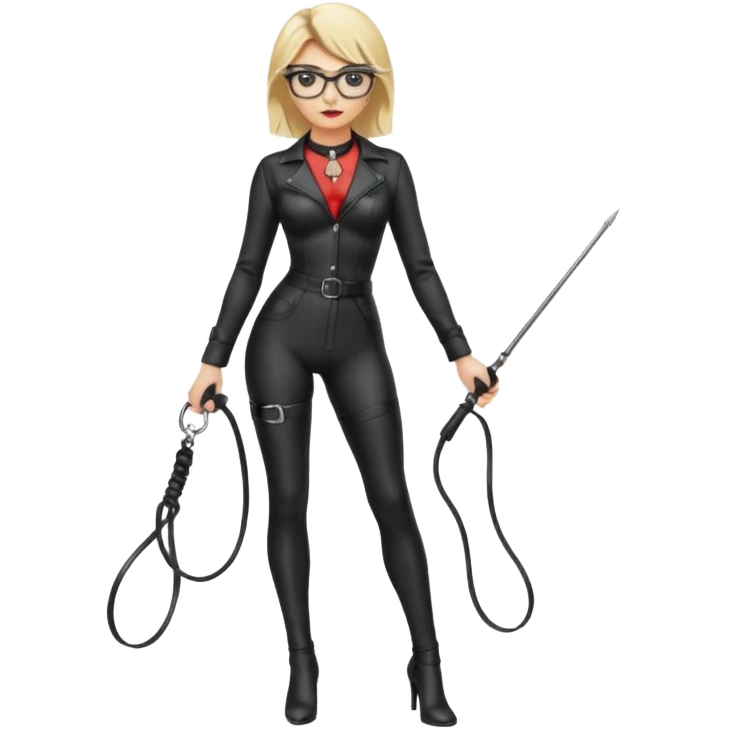  Dominatrix blonde hair and glasses full body with whip emoji