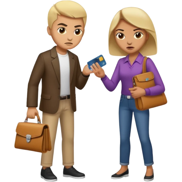 persona devolviendo billetera a otra persona una persona canela y otra persona blana, racista emoji