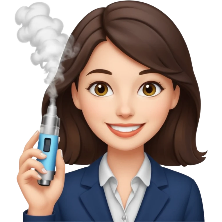 brunette office girl, vape named larisa emoji
