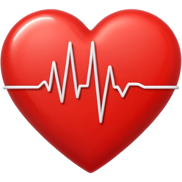 Minimal line-art icon of a heart with a pulse line inside, clean modern style, simple outlines, no background, transparent, represents “medical challenges / health difficulties emoji