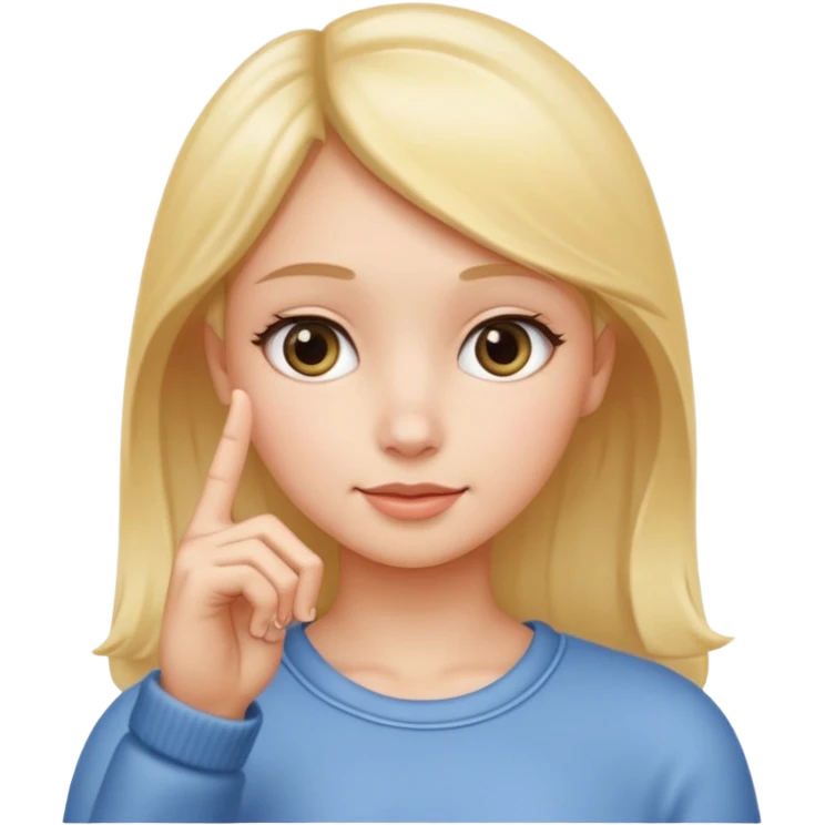 emoji of a girl making the ‘small’ gesture: thumb and index finger almost touching to indicate tiny size, other fingers curled, hand positioned near her face, soft glossy emoji texture emoji