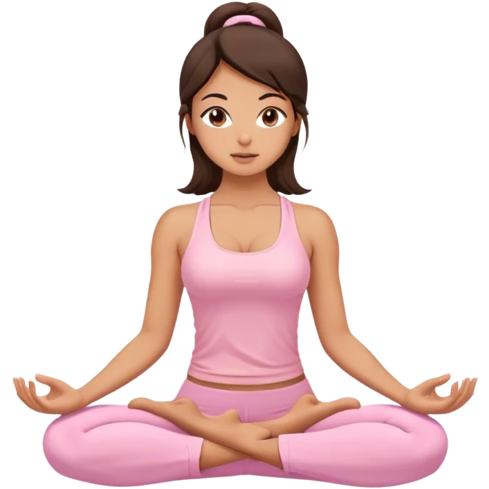 brunnete yoga girl light pink clothes n emoji