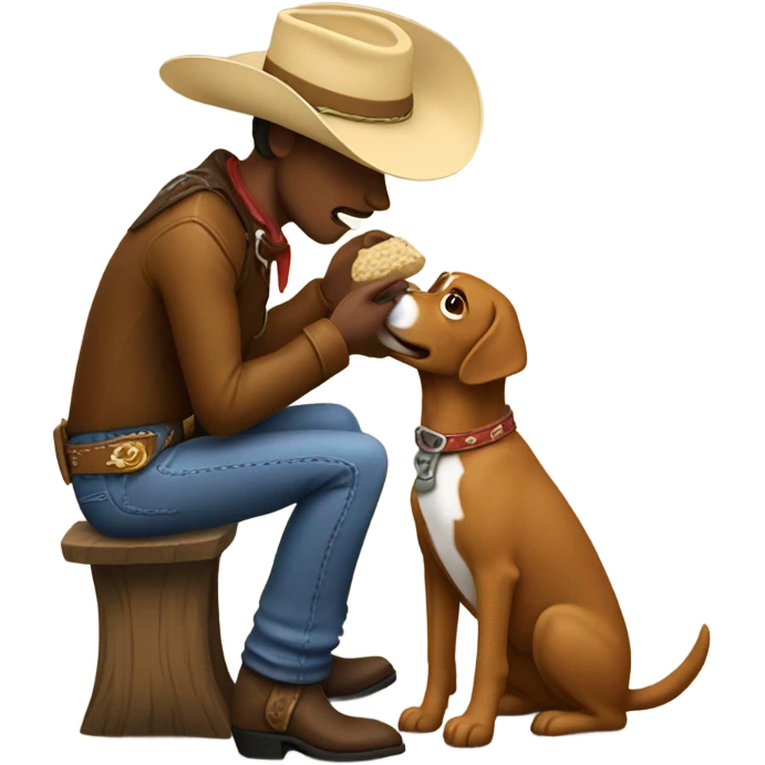 cowboy feeding a dog emoji