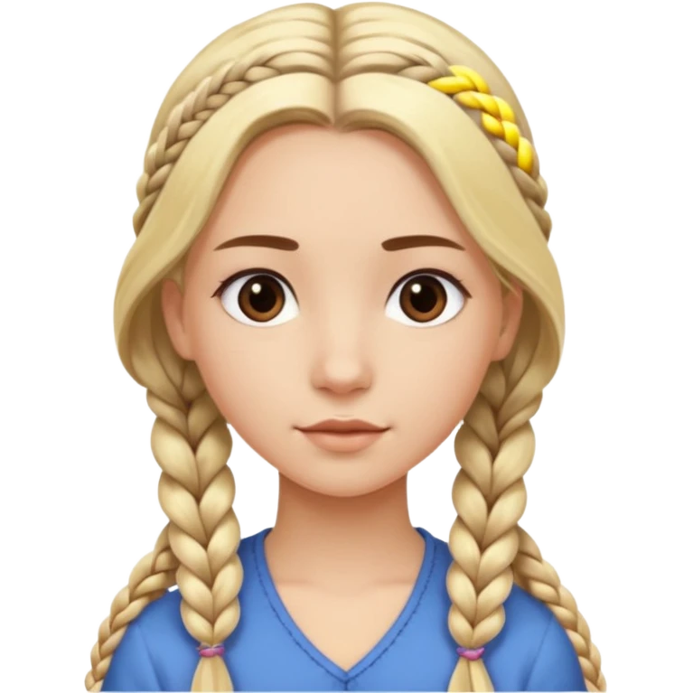 Girl long flowing blonde hair and  girl with DARK BROWN HAIR ONE BRAID on one side.   emoji
