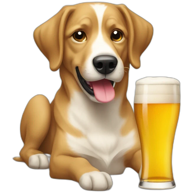Un chien qui boit de la bière emoji