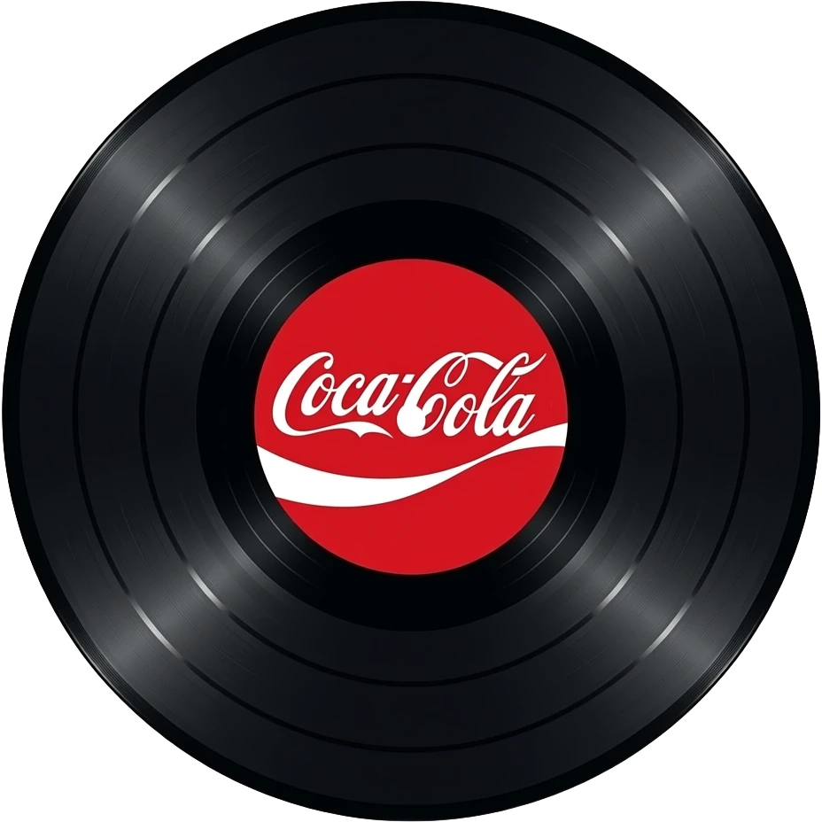 A cocacola Vinyl. the center label is the logo. the center label me be 3/4 of the full size emoji