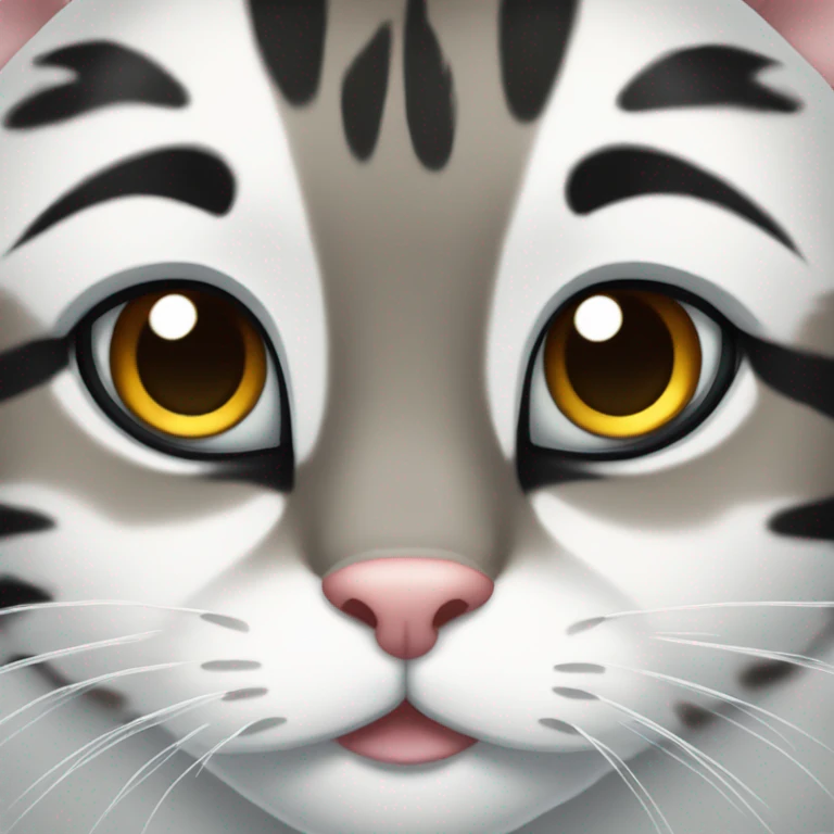 cute face of a cat that is white and black and some tiger print emoji