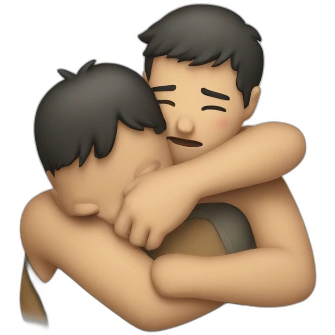 Hugging with unhappy face emoji