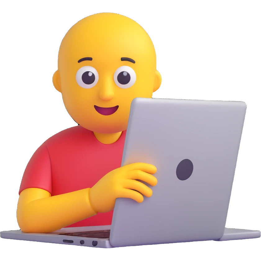 Paul Graham emoji, with a laptop, creative vibe emoji