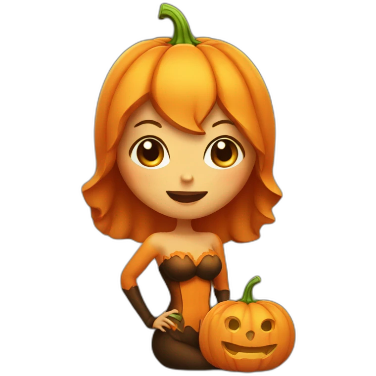 Cute sexy pumpkin woman emoji