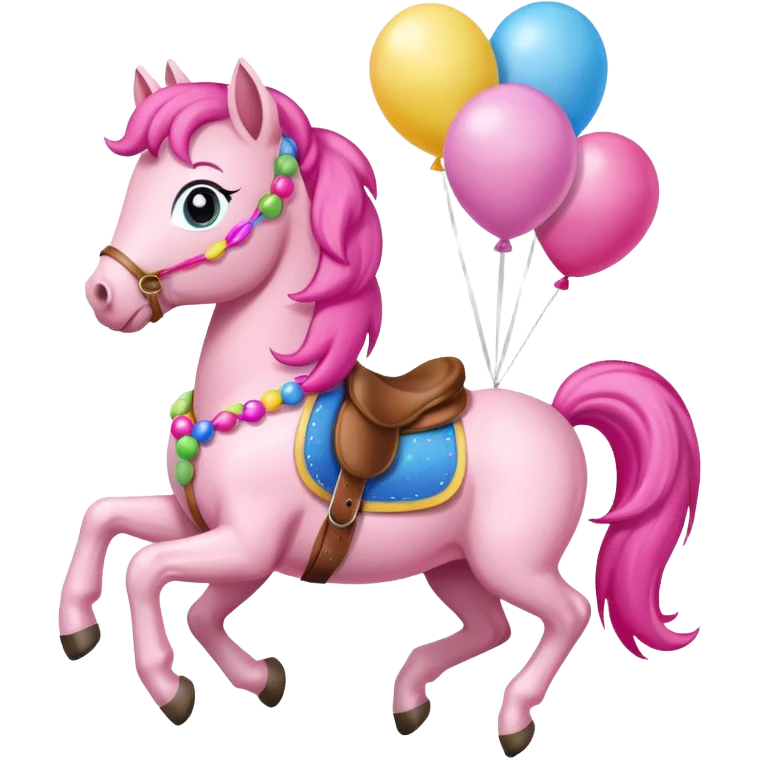 pinky pie holding colorful balloons tied to its saddle, looking cheerful. emoji