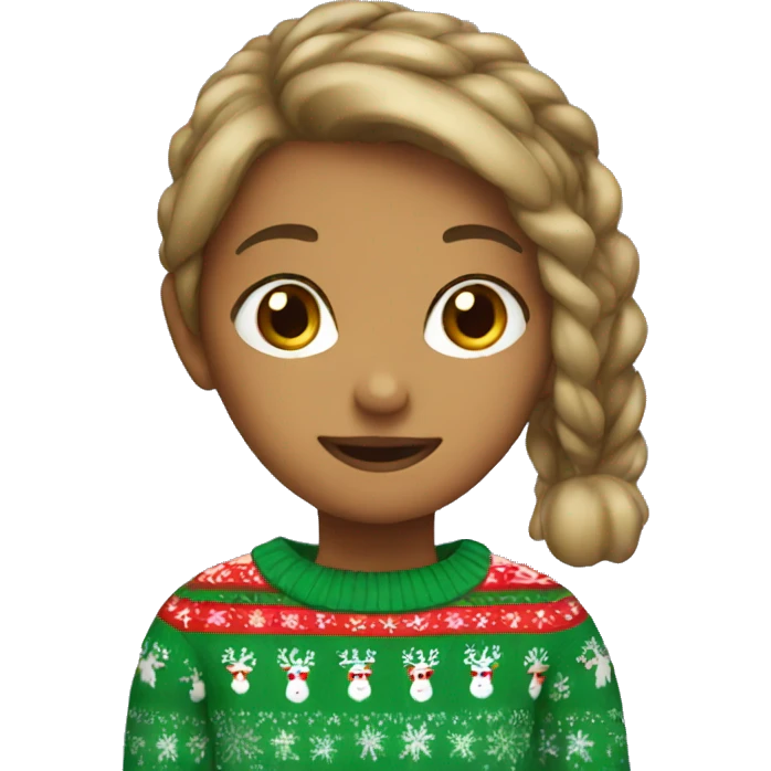 Girl with Christmas sweater emoji
