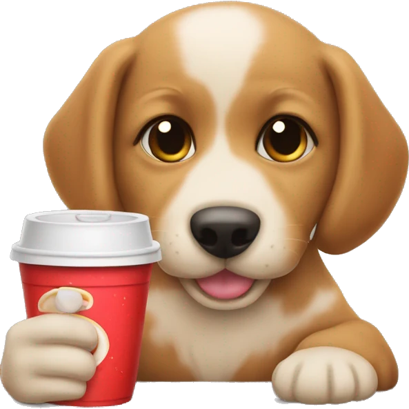 Puppy drinking pupchino emoji