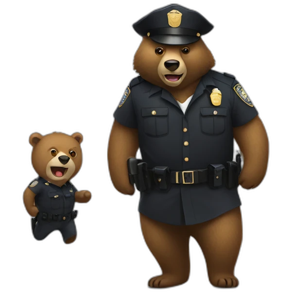 Bear cop arresting another bear emoji