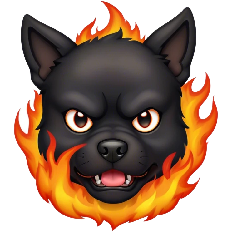 black angry Dog on fire emoji