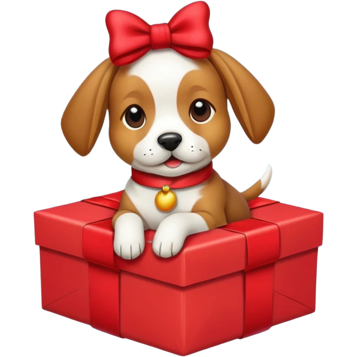 Dog in wrapped new yaer emoji