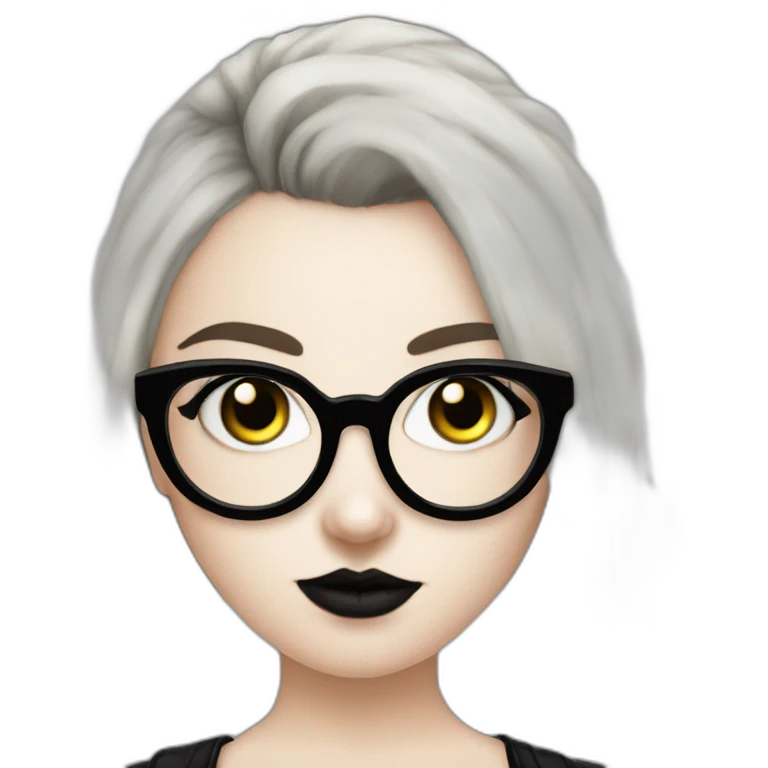 White girl Goth punker with piercing nose and glasses emoji