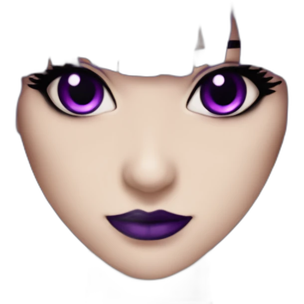 Elissabat-with-bangs-long-hair-dark-purple-and-black-vampire-goth-makeup-pinkeyes-romanticgothcloses emoji