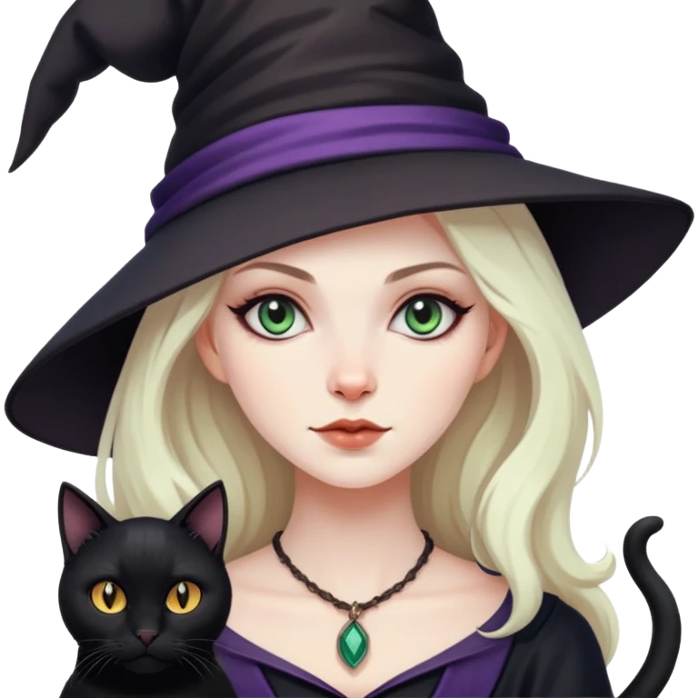 Witch with cat companion emoji