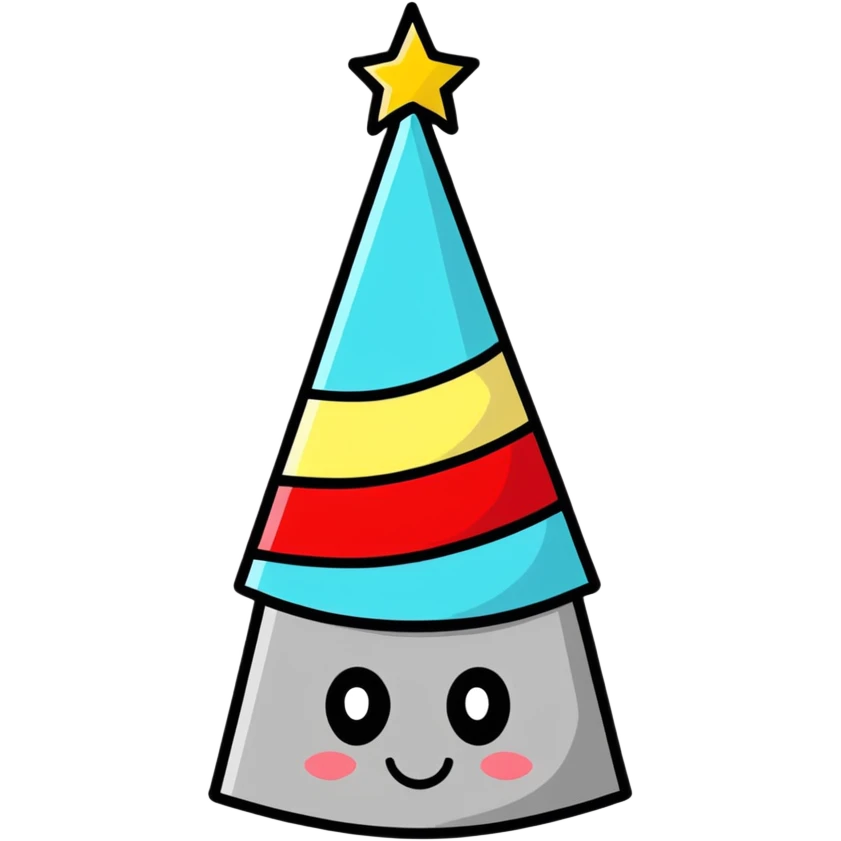 Grijze roodstaart met feestmuts emoji