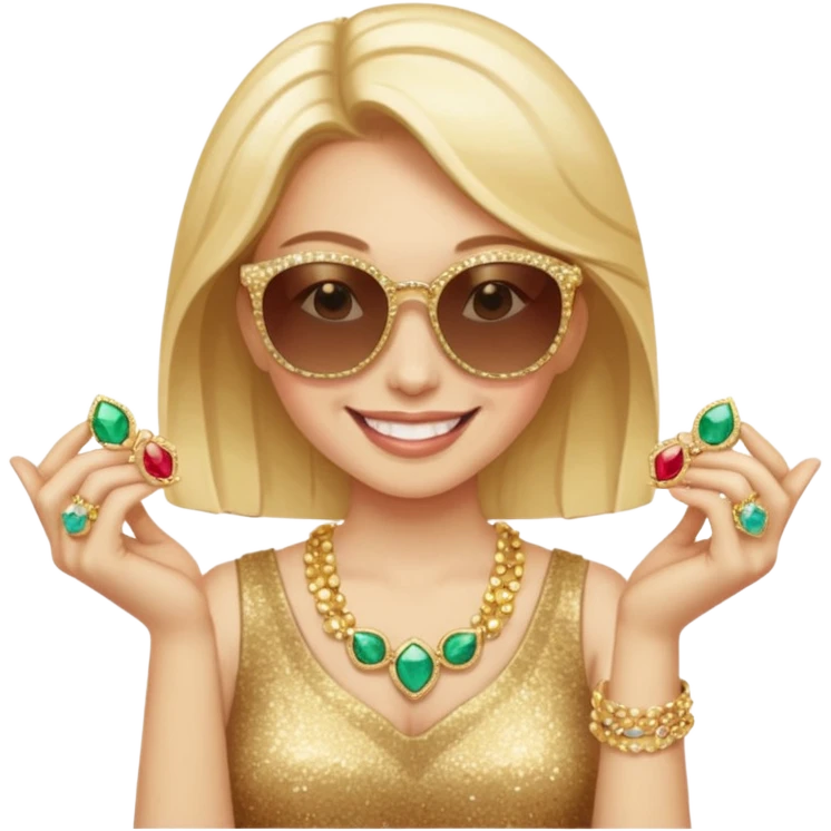 Cat wearing sunglasses smiling superstitious woman squeezing her family jewels emoji