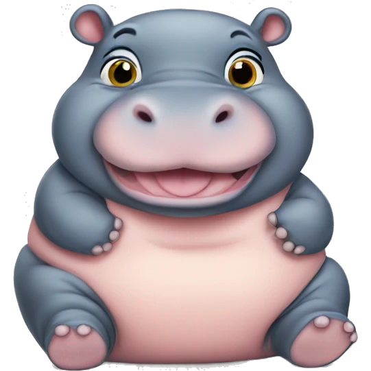 chubby baby hippo with a belly emoji