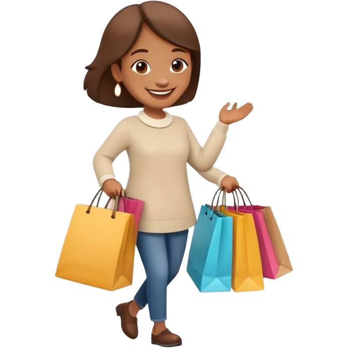 cartoon character happily carrying shopping bags emoji