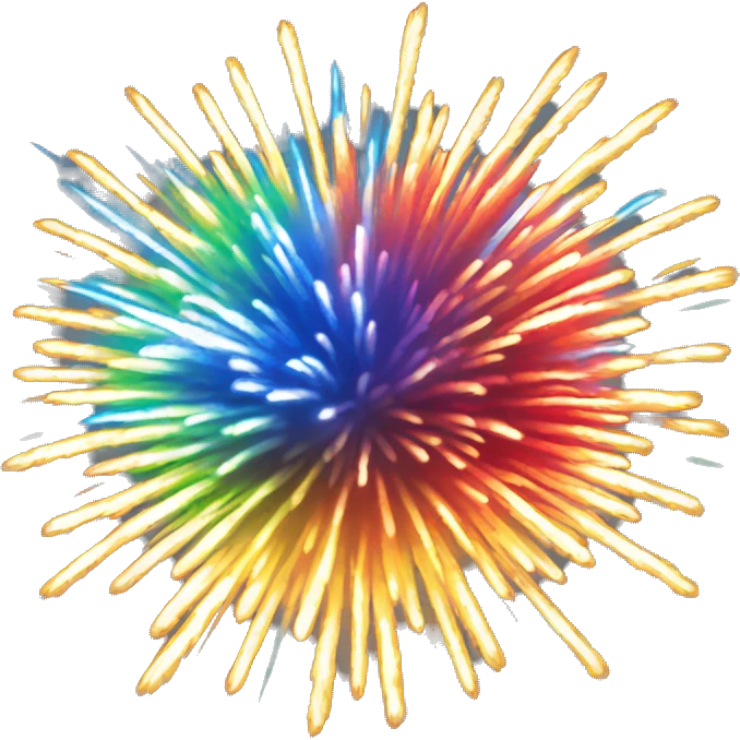 A colorful explosion of fireworks lighting up the sky with bright streaks of red, blue, green, and yellow, typically seen during celebrations or festivals emoji
