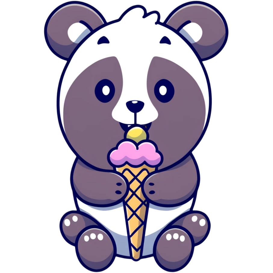 Panda eating ice cream emoji