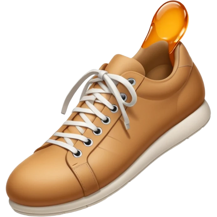3D Apple-style emoji of a human foot wearing a sneaker, fully visible, stepping firmly on the ground, leaving a clear shoe print under the sole. Rounded, glossy, smooth, soft shadows, white background.



 emoji