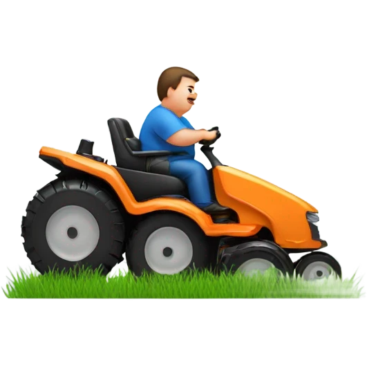 Fat man mowing grass emoji