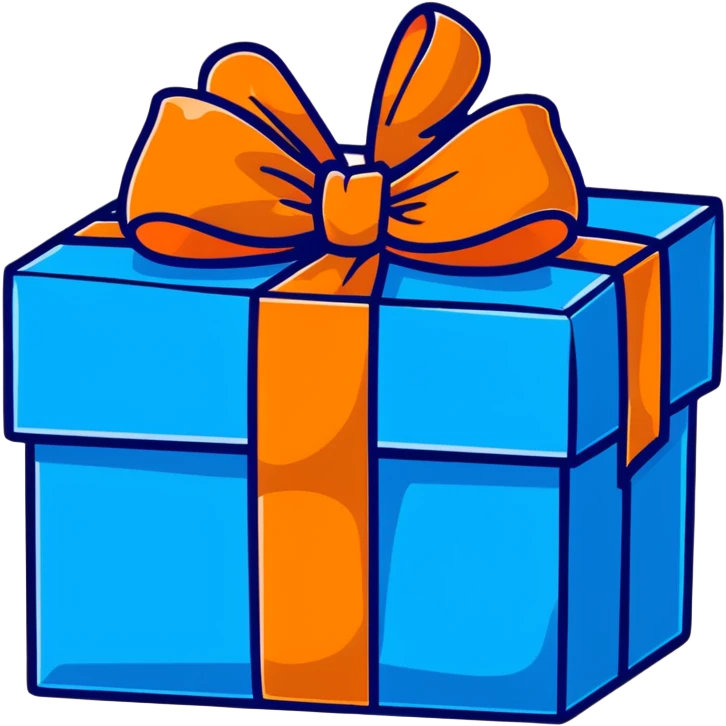 blue present box with shiny bow emoji