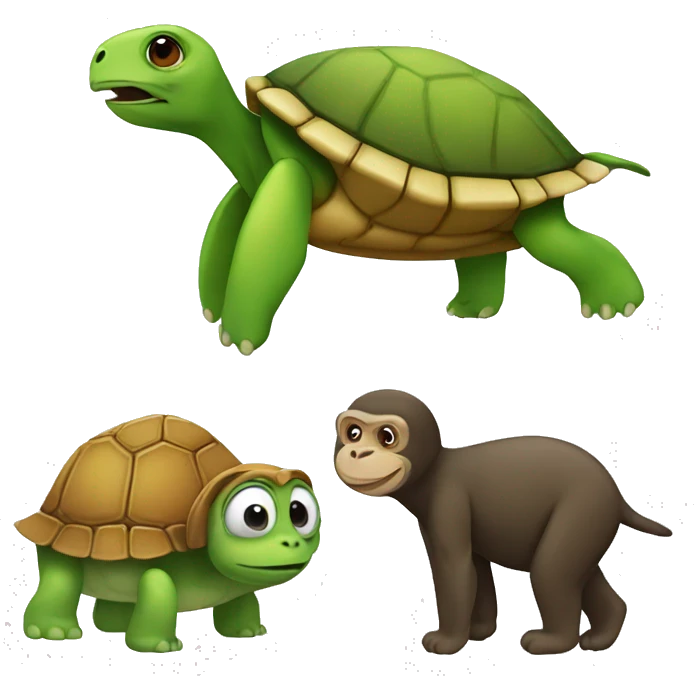 turtle and monkey emoji