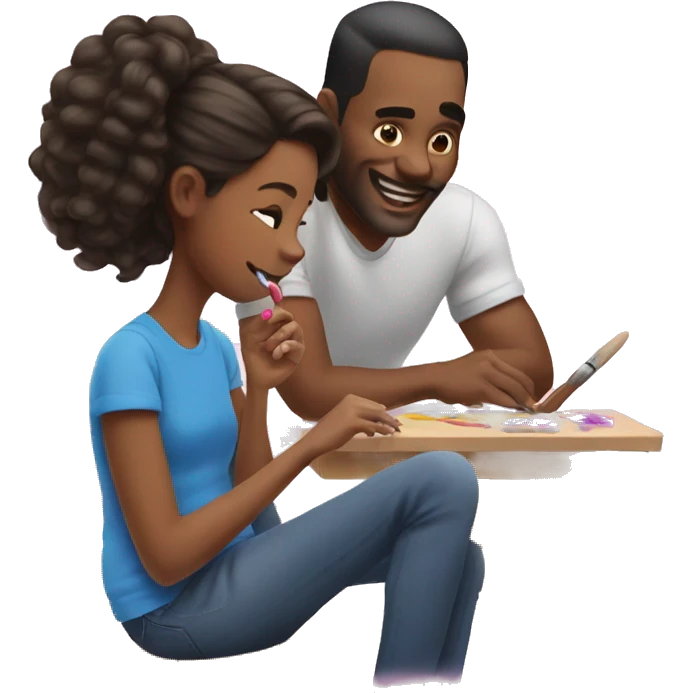 daughter paints dad's nails emoji