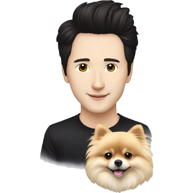Pavel Durov and long hair Pomeranian dog, lambogini emoji