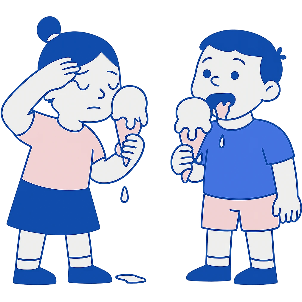 kids eating melting ice cream emoji