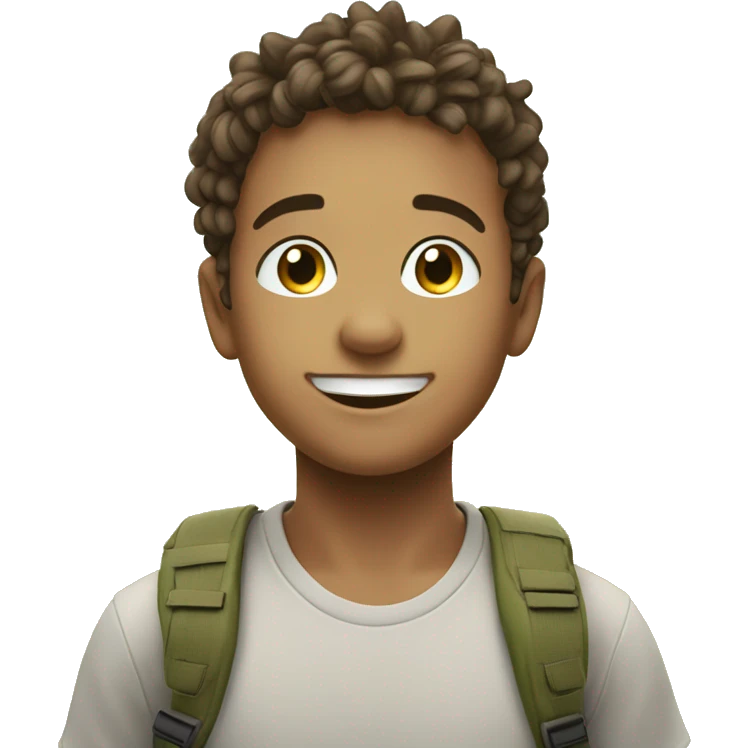smiling boy in nature avec bulle qui hello emoji