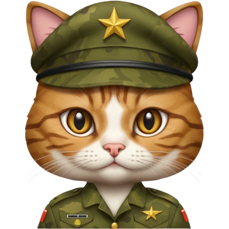 Cat in army outfit emoji