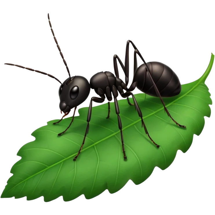 a black ant on leaf emoji