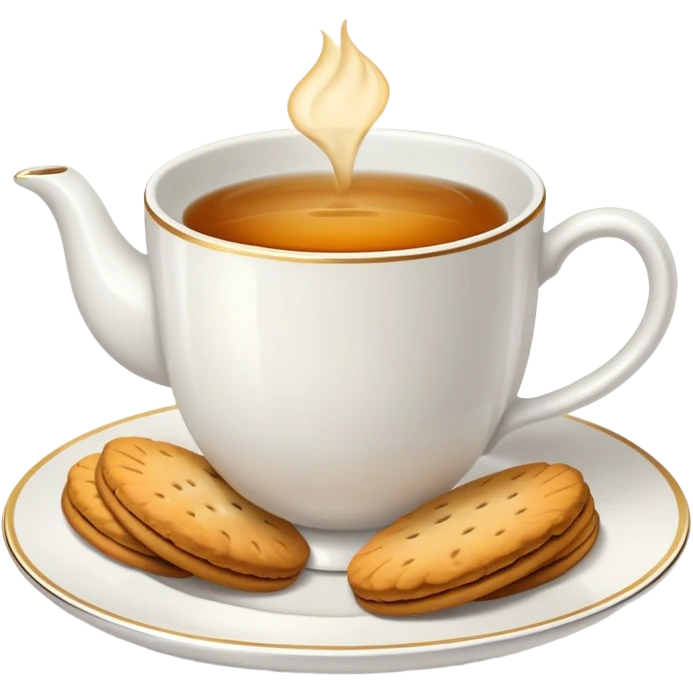 white cup of tea with biscuits  emoji
